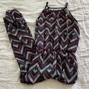 Trippy multicolor zig zag design jumper jumpsuit romper
